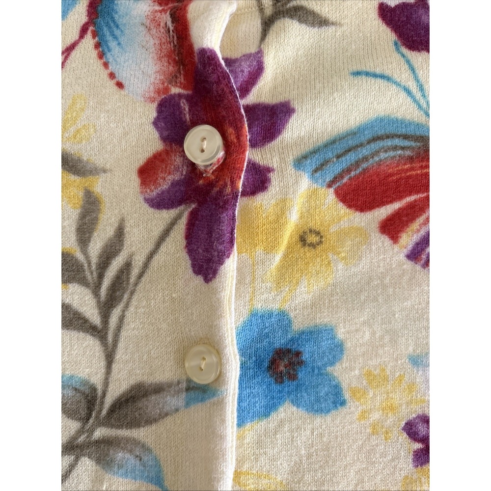 NY Collection Women's 3X Yellow Butterfly Floral Cardigan 3/4 Sleeve Sweater - Picture 5 of 11